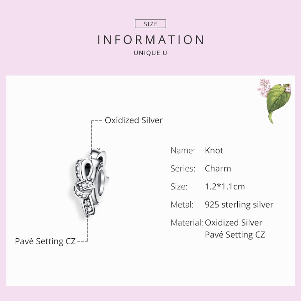 Bamoer bowknot espaçador rolha com silicone 925 prata esterlina claro cz nó charme para o original 925 prata pulseira scc1234