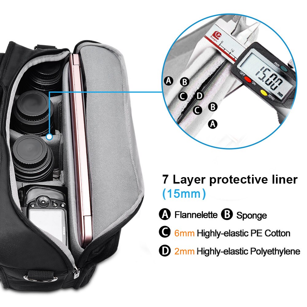 CADeN-mochila para cámara de fotos, bolso de hombro impermeable, suave, grande, para Nikon, Canon, Sony, DSLR