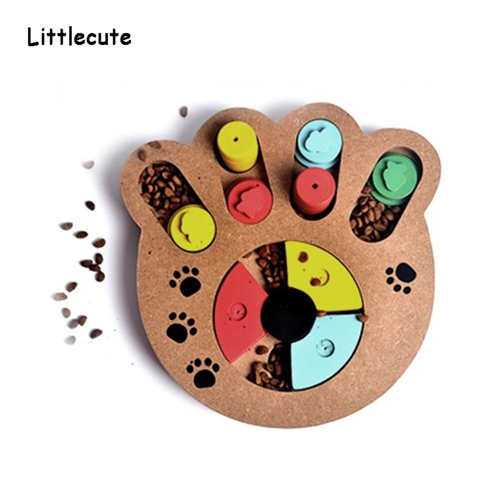 Training Natuurlijke Voedsel Behandeld Houten Poot Vorm Pet Hond Kat IQ Speelgoed Educatief Voeden Spel Poot Puzzel Plaat Spelen Speelgoed