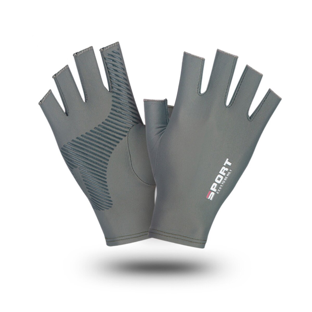 Gants antidérapants d'été en soie glacée, protection solaire fine, en Lycra, haute élasticité, en Silicone, pour la pêche: Light green-half / M