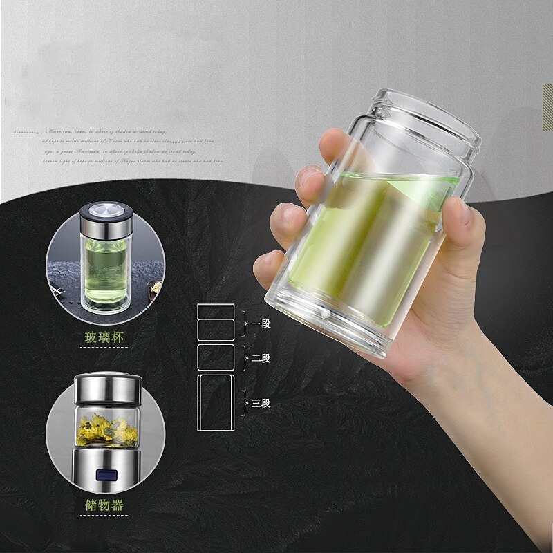KAIXIFEI XXXml My Glass Water Bottle Leakproof For Water Tea Drinker With Rope and Stainless Steel Tea Infuser Portable Tumbler