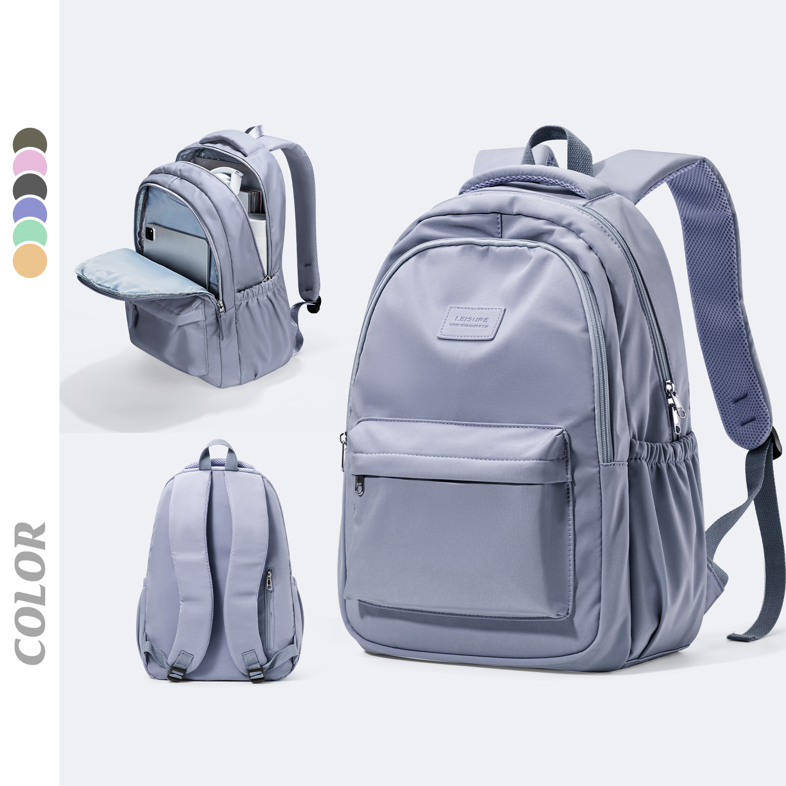 Mochila sencilla de viaje para mujer, bolso de hombro para adolescentes, mochila escolar de viaje de negocios, bolso para ordenador portátil, paquete al aire libre, nueva: Azul