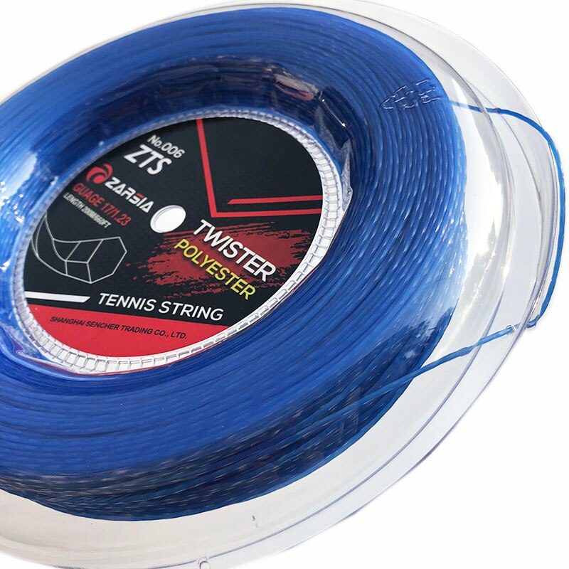 1 Reel Blauw Echt Zarsia Black Twist Tennis String Reel Tennis String, Gemaakt In Taiwan, hexaspin Twister Polyester Snaren