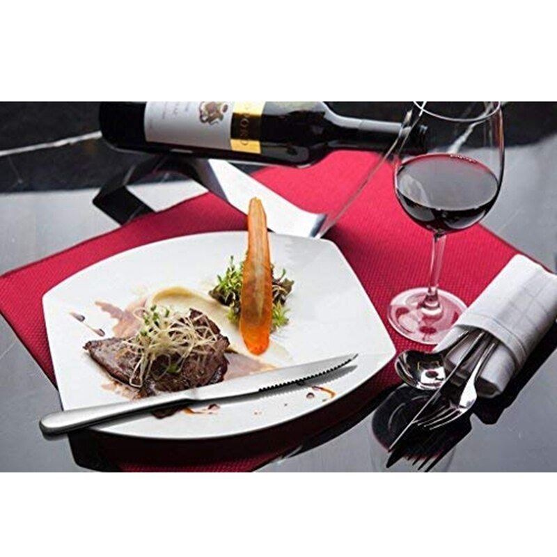 Chef with Heavy-Duty Stainless Steel Dinner-Tipped Steak Knife 8 Pieces Perfect for Commercial Kitchen-Grill Wedding - Dinner -