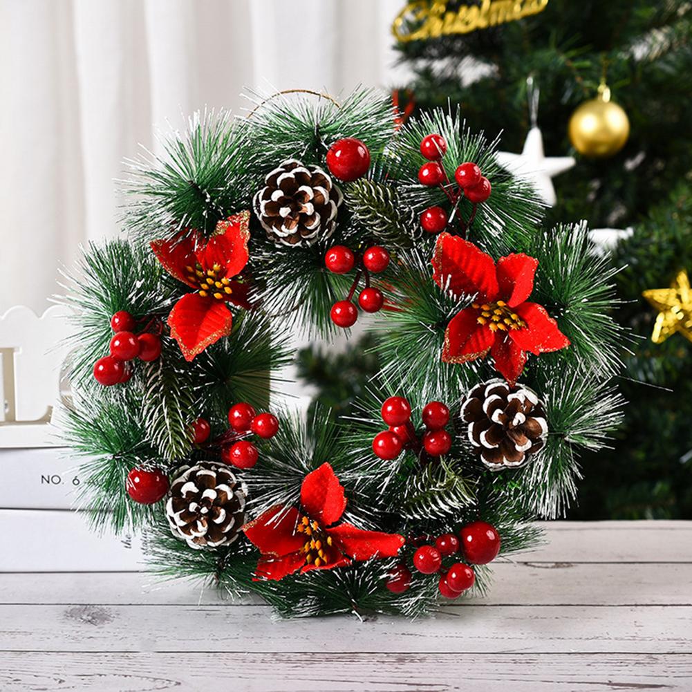 Beautiful Hanging Christmas Wreath Garland Ball Cone Xmas Ornaments Window Door Decoration Year 40a