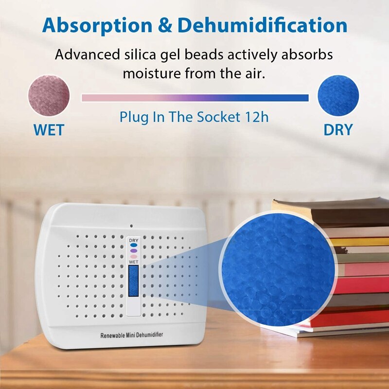 CAHOT Mini Dehumidifier Rechargeable Dehumidifier Frigidaire Small Space Air Dryer For Car Home Bedroom Kitchen Office