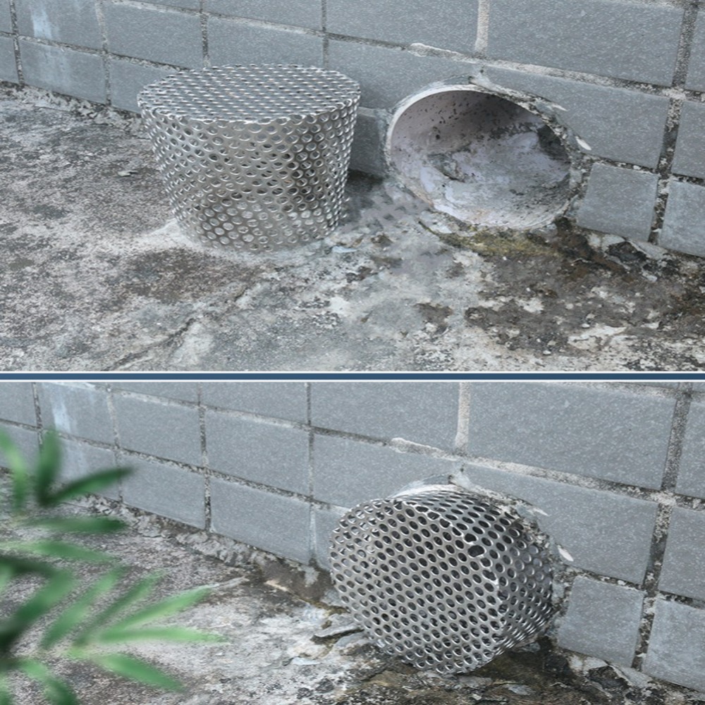 Dakgootbeschermers tegen verstopping, insecten- en vogelwerend, ronde dakgootafdekking, roestvrijstalen beschermers.