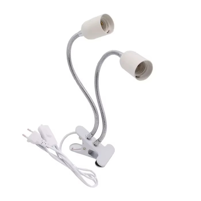 Enkele/Dubbele Hoofd E27 Lamphouder EU Wandsocket Flexibele Power Contact Clip Met Schakelaar Lamphouder Base LED Multi Extension: Black / 2G11