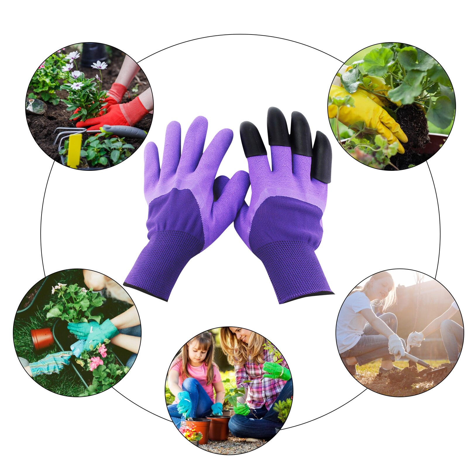 Garten Handschuhe mit Krallen, Wasserdicht, Arbeits Handschuhe für Graben, Pflanzung