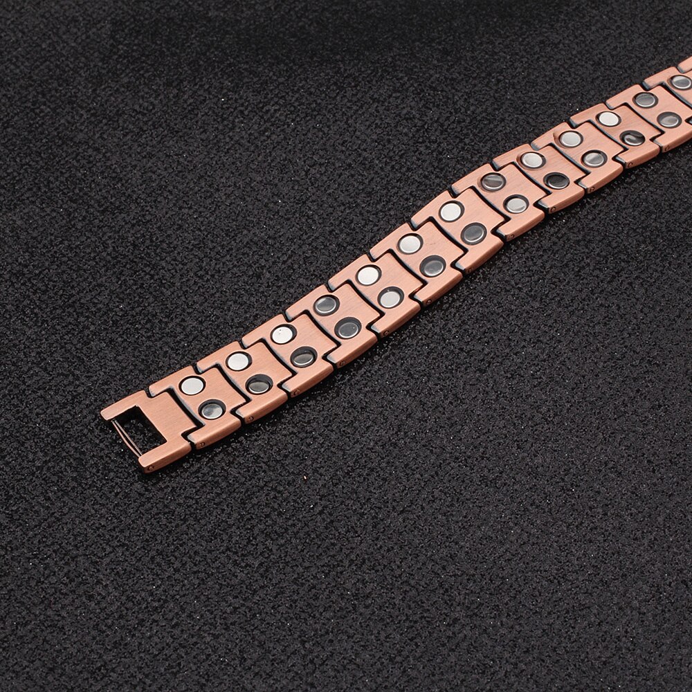 FINE4U B376 Vintage 99.99% Pure Copper Magnetic Bracelet for Men Double Raw 3500Gauss Magnet Health Energy Bracelets Wrist Band