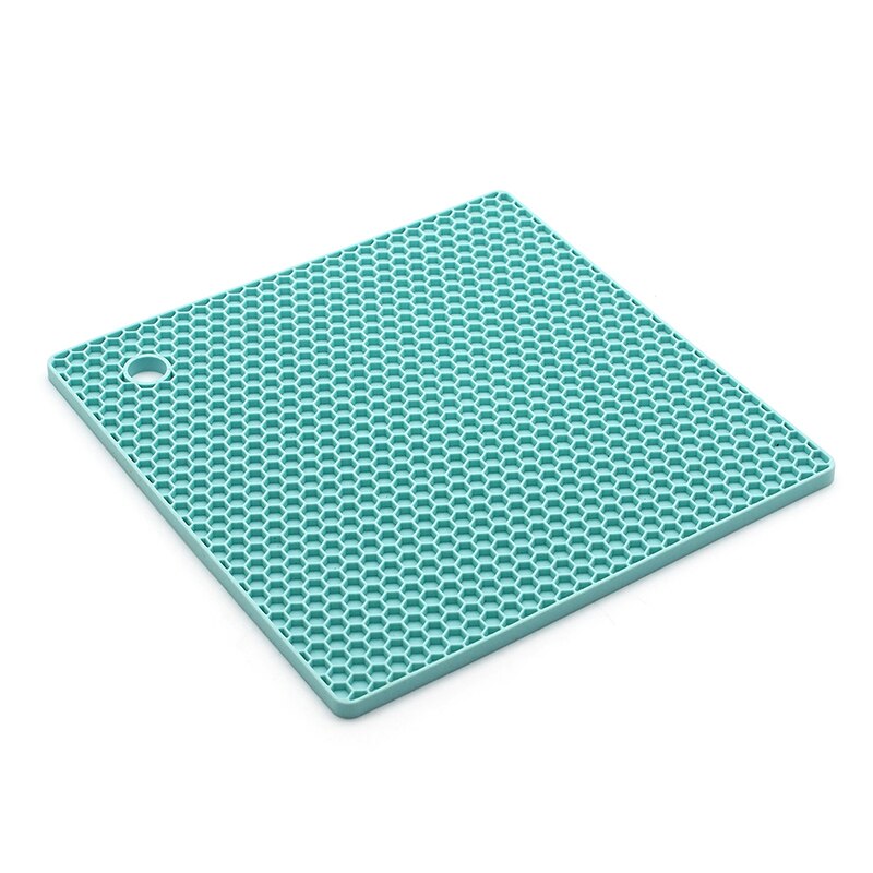 Square Honeycombs Placemat Food-Grade Silicone Heat Insulation Mat Anti-Scald Thickened Microwave Oven Mat DAG-ship: Sky Blue