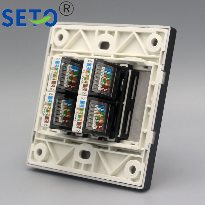 SeTo 86 Type Four Ports CAT5E RJ45 Network Lan Bla... – Grandado
