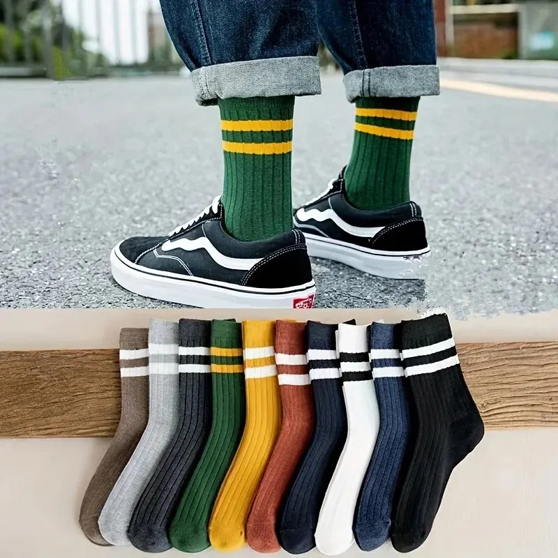 10 pares de medias deportivas de algodón transpirables para hombre, calcetines de fibra de bambú para otoño e invierno, desodorante con absorción de sudor, calcetines de negocios