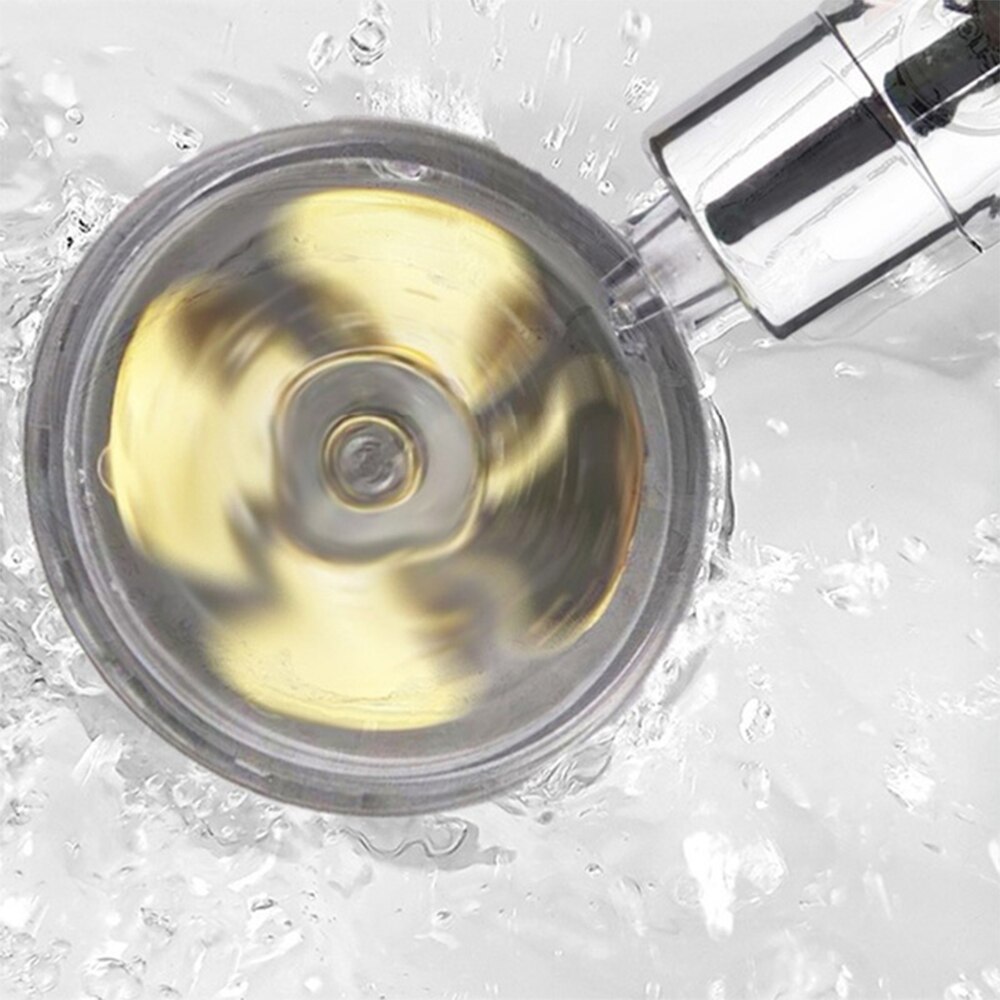 Turbocharged Shower Head Propeller Shower Head High Pressure Set 360 Rotate Golden Fan Turbocharge Pure Rainfall Helix Eco Showe