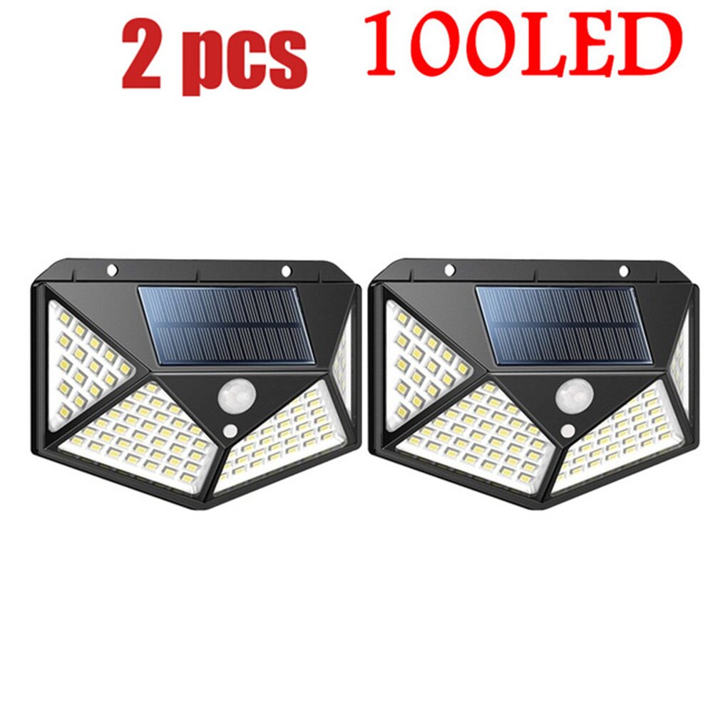 1-4PCS Super Bright Solar Lights LED Solar Power Outdoor Motion Sensor Light,LED on Both Side Waterproof for Deck,Yard,Garden,Pa: 100 led 4-sided 2pcs