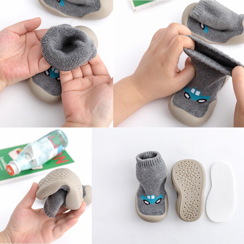 Calcetines antideslizantes con toalla más gruesa de zorro para bebé, calcetines para pies, 5 tamaños, 4 colores, P01