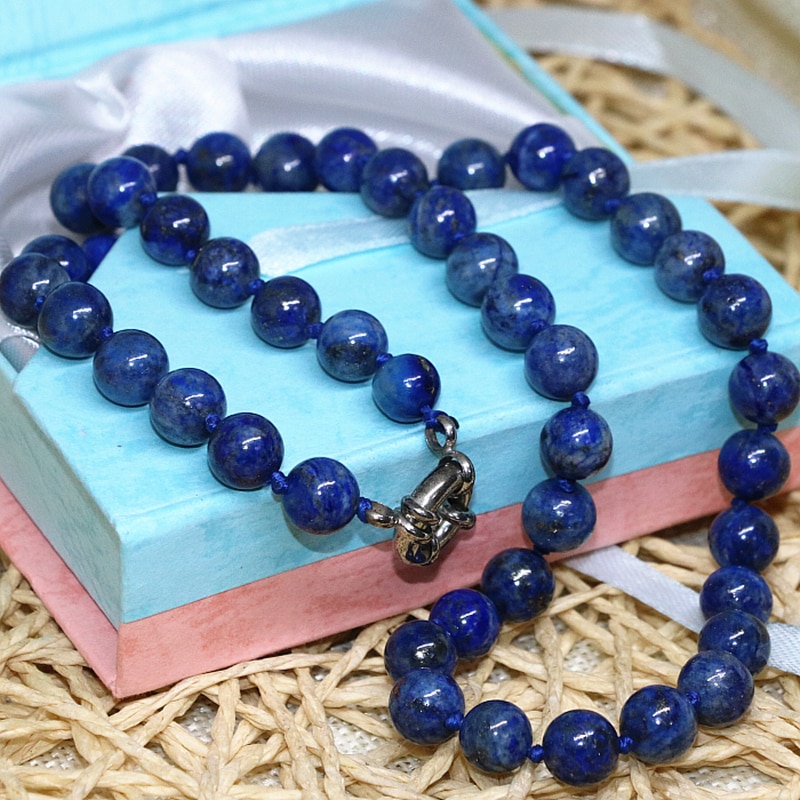 Natursten blå lapis lazuli perler 6mm 8mm 10mm 12mm 14mm runde perler diy halskæde smykker 18 tommer  b667