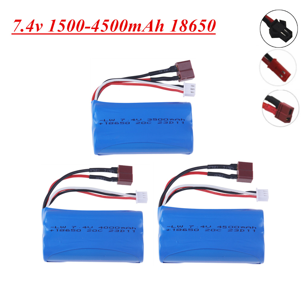 7,4 V 1500/2200/3000/ 3500 mAh JST/T/SM enchufe 18650 2S batería de iones de litio para Wltoys 12423 10428 12429 12401 12402A piezas de repuesto de coche teledirigido