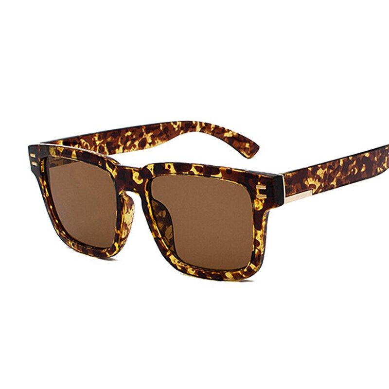 Platt topp oversize fyrkantiga solglasögon dam retro gradient solglasögon leopard stor båge vintage glasögon  uv400