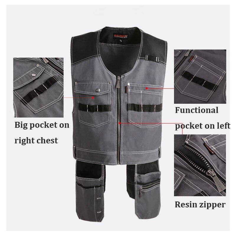 Bauskydd Werkzeug Multi Taschen T/C Köper Multifunktions Getriebe Herren draussen Mechaniker Sicherheit Arbeitskleidung Westen Multi-funktionale weste