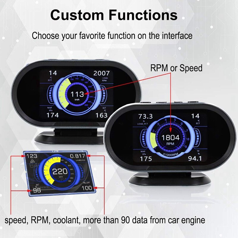 OBD Headup Display,Faulty Code Scanner Digital Speedometer Car Computer Gauge OBD Ii Scanner Overspeed Voltage Alarms