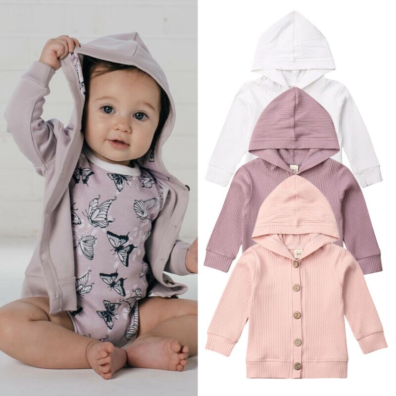 Inafnt Baby Meisje Jongen Gebreide Katoenen Jassen Knit Truien Vest Tops Warm Fall Kleding Solid Lange Mouwen Hooded Jassen 0 -24M