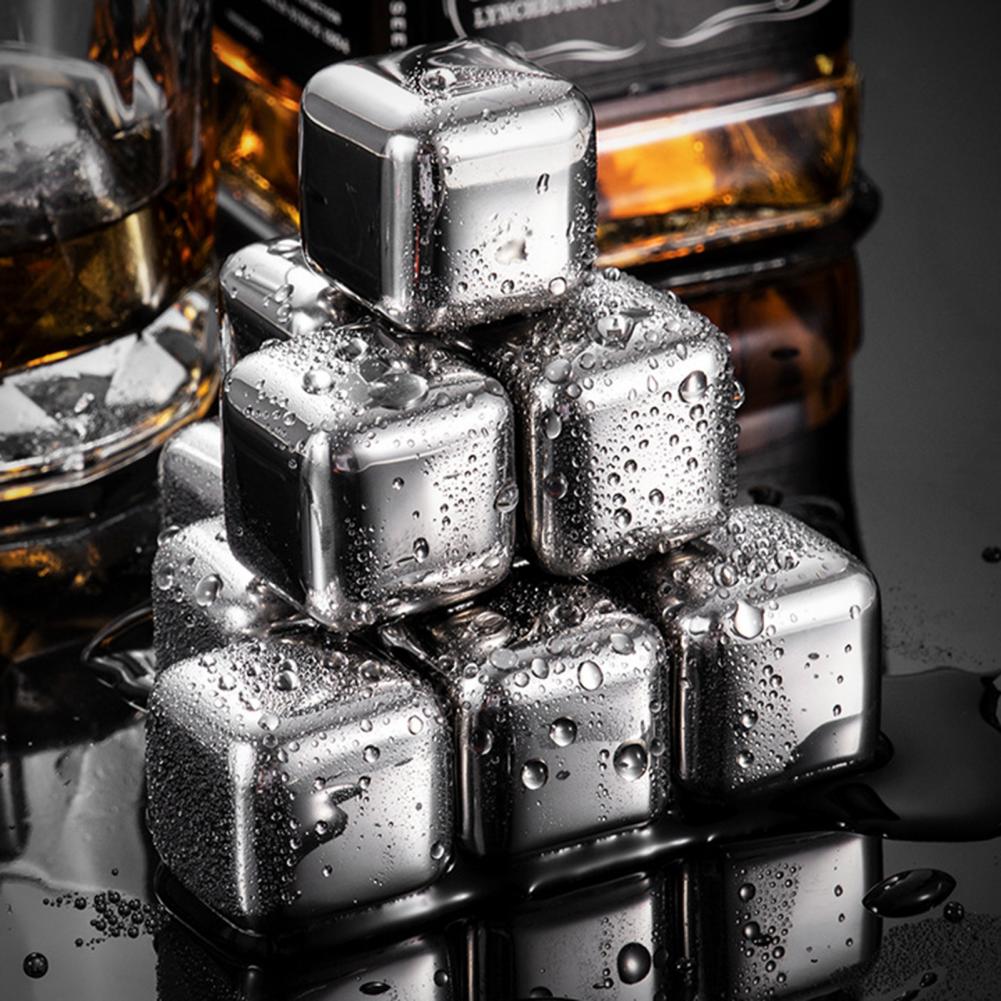 Ice Cubes Anti-defamation Reusable Stainless Steel Quick Cooling Whiskey Chilling Stones for Bar Metal Quick-frozen Ice Cubes