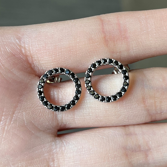 Boucles d'oreilles rondes géométriques en argent 925 pour femmes, nouvelle délicate, aiguille en cristal strass, beaux bijoux de fête: Plaqué de cuivre antique