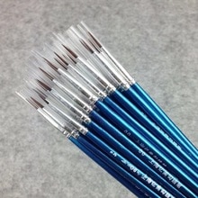 10 Stks/set Professionele Sable Haar Penselen Detail 7 Miniatuur Acryl Aquarel Acryl Penseel Water Borstel Pen