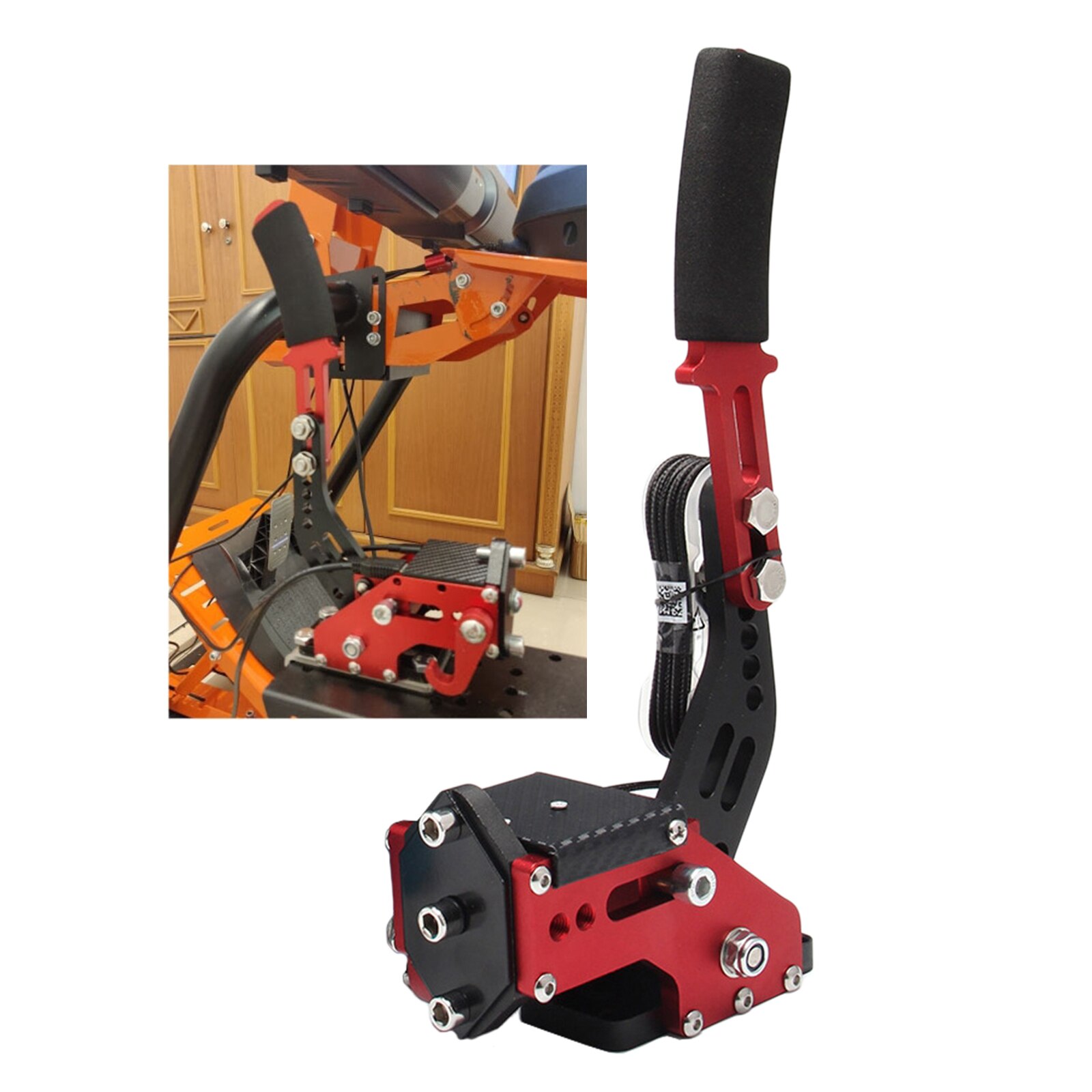 Universal 11.8in High Aluminum Alloy PC Handbrake USB Handbrakes Clamp for Racing Games (Only support PC): Red