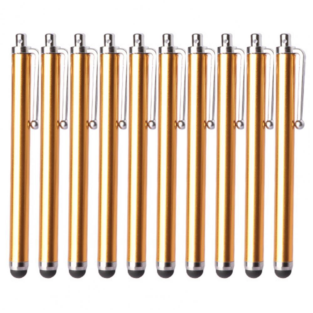 10Pcs Cell Phone Pen Universal Metal Touch Screen Pen Stylus Pens for Ipad Apple Samsung Tablet All Capacitive Screen with Clip: Golden