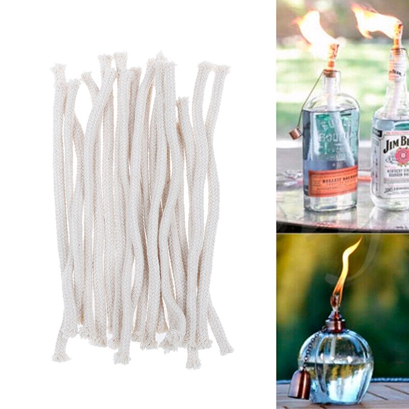 Lote de 5 unidades de mechas para lámpara de aceite de queroseno, 15cm de largo, mecha de algodón, hilo de Alcohol, mecha, algodón redondo