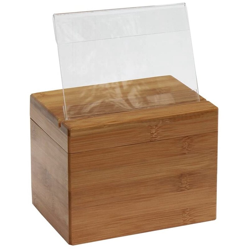 Bamboo Recipe Box Premium Kitchen Recipe Box For Organize And Store Recipes In The Kitchen