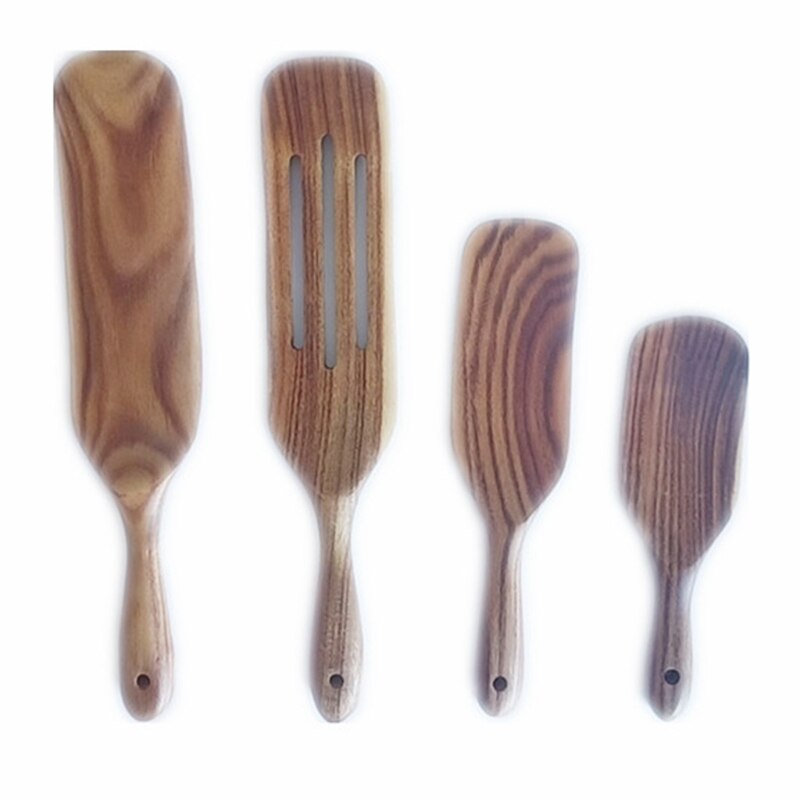 Wooden Spurtles Set 4 Pieces Spurtle Kitchen Utensils Acacia Wood Spurtles Kitchen Tool Set: Default Title