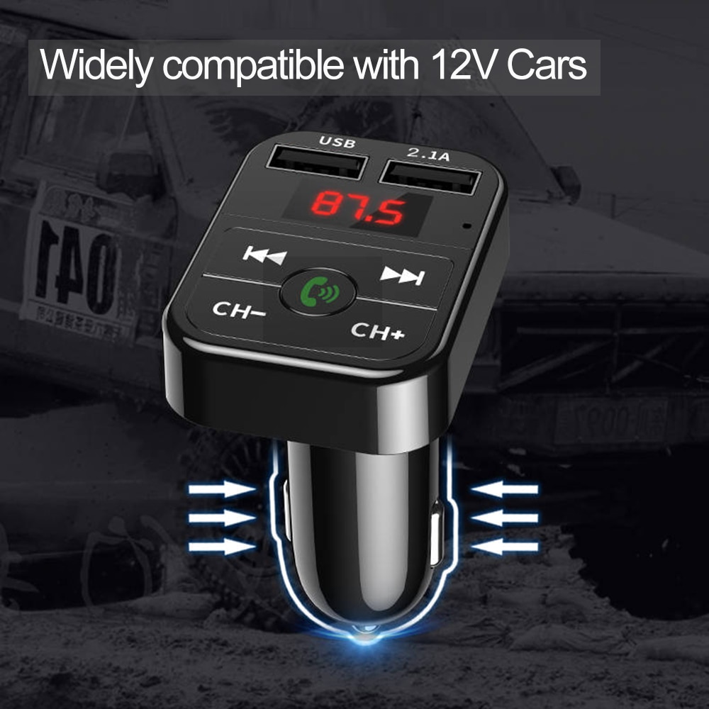 Samochodowy Bluetooth 5.0 nadajnik Modulator FM bezprzewodowa ładowarka samochodowa zestaw głośnomówiący odbiornik Audio Auto MP3 odtwarzacz samochodowy podwójny Adapter USB