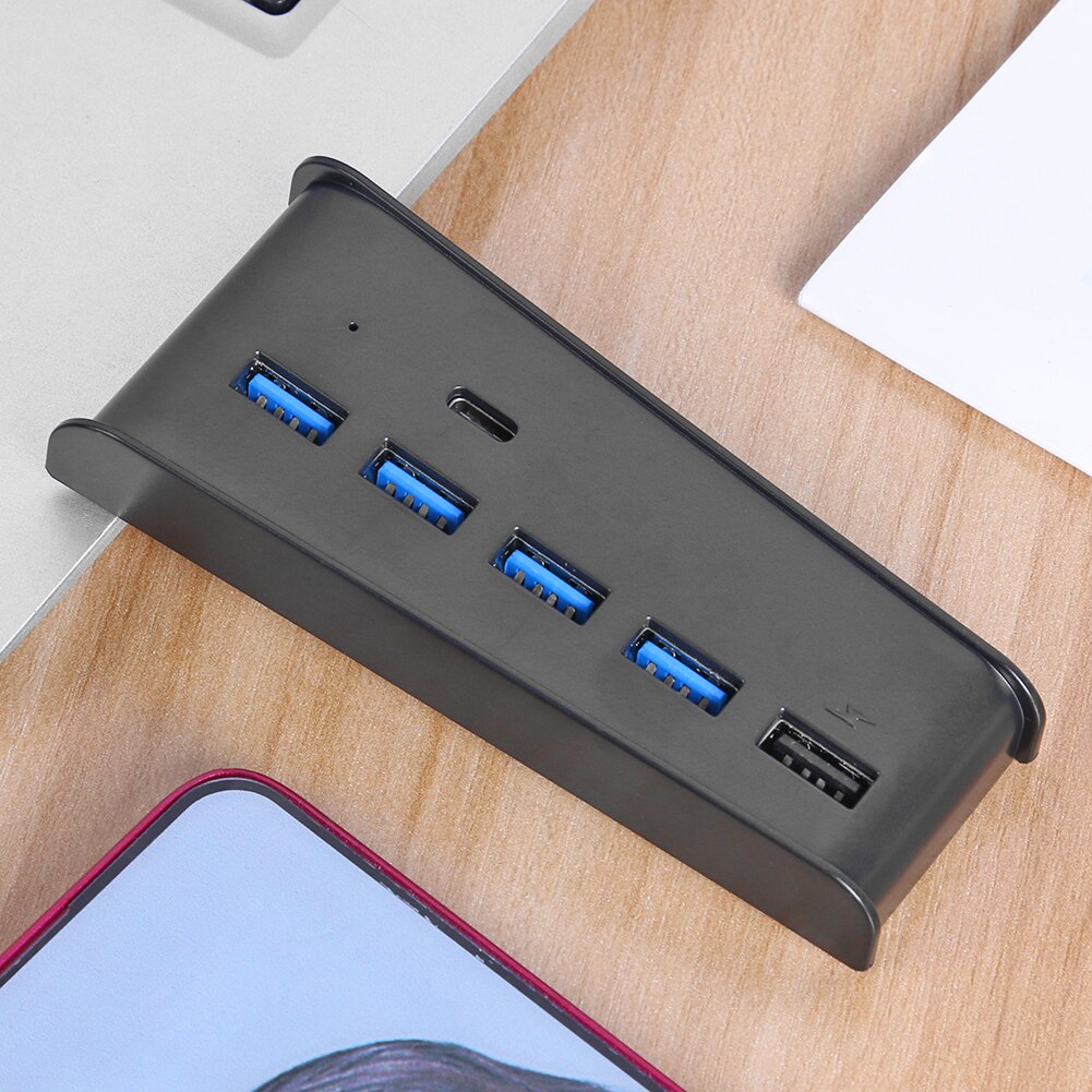 Adaptador de concentrador USB divisor 6 en 1 para PS5, Hub con 5 puertos USB A + 1, C para consola PS 5 edición Digital