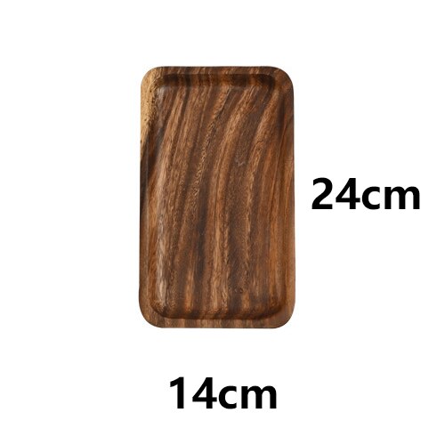 Firkantet rektangel træpande tallerken frugtfade underkop tebakker dessert middag brød træ tallerkener: 24 x 14cm