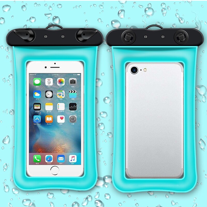 6.8Inch Floating Airbag Swimming Bag Waterproof Mobile Phone Pouch Cell Phone Case For Swim Diving Surfing Beach Use Pool XA184A: Sky blue