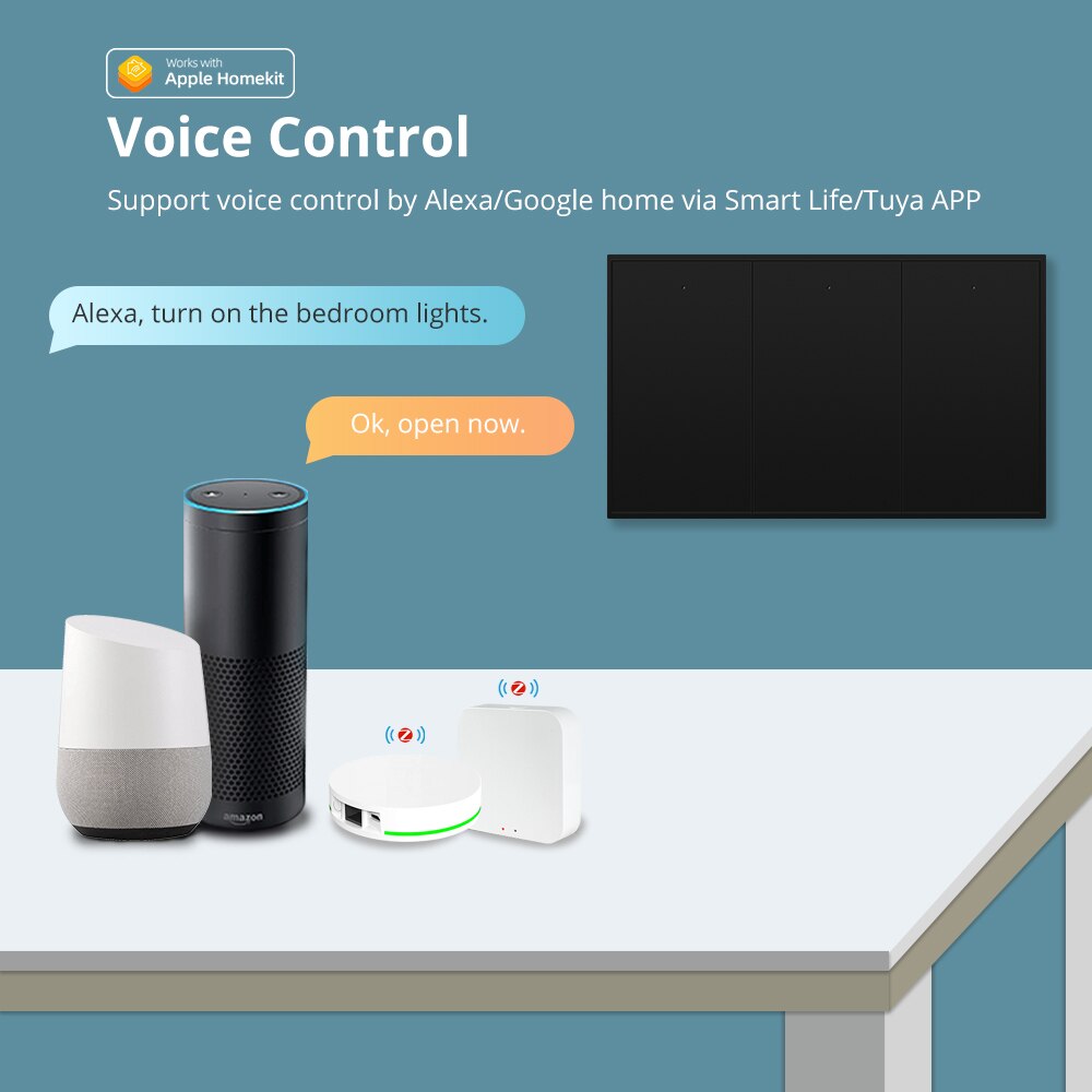 Zemismart Zigbee US AU interrupteur d'éclairage mural pas neutre 1 2 3 Gangs interrupteur noir fonctionne avec Tuya Alexa Google Home Voice