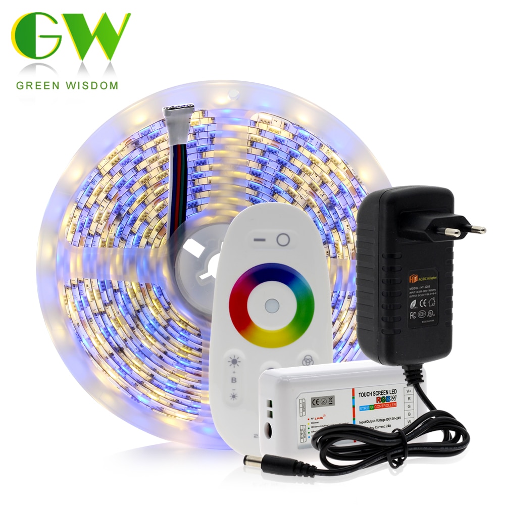 5M 5050 LED Strip DC12V RGB/RGBW/RGBWW Flexibele Licht Tape 300 LEDs RGB Kleur LED Strip set + Afstandsbediening + Power Adapter