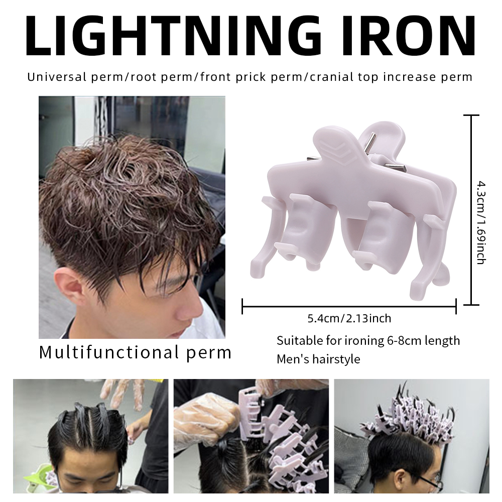 25Pcs Reusable Hair Perm Clips for Men Curl Styling Hook Loop Hair Rollers Barbershop Tools Short Hair Perming Accessory
