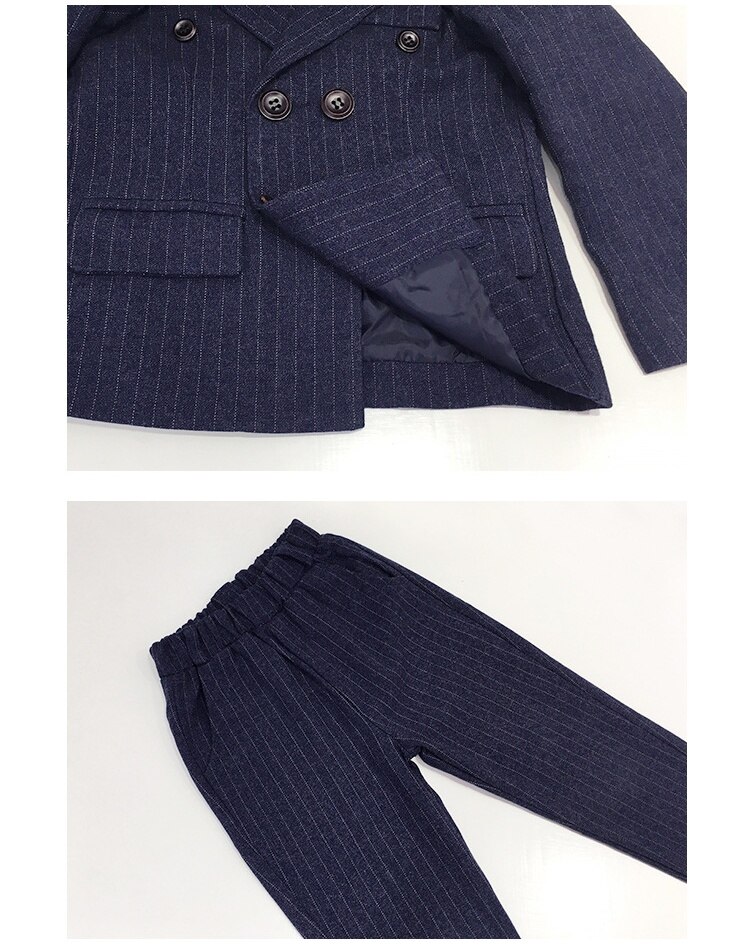 Trajes de para niños primavera otoño estilo niños ropa de boda 2 piezas conjuntos de trajes de azul