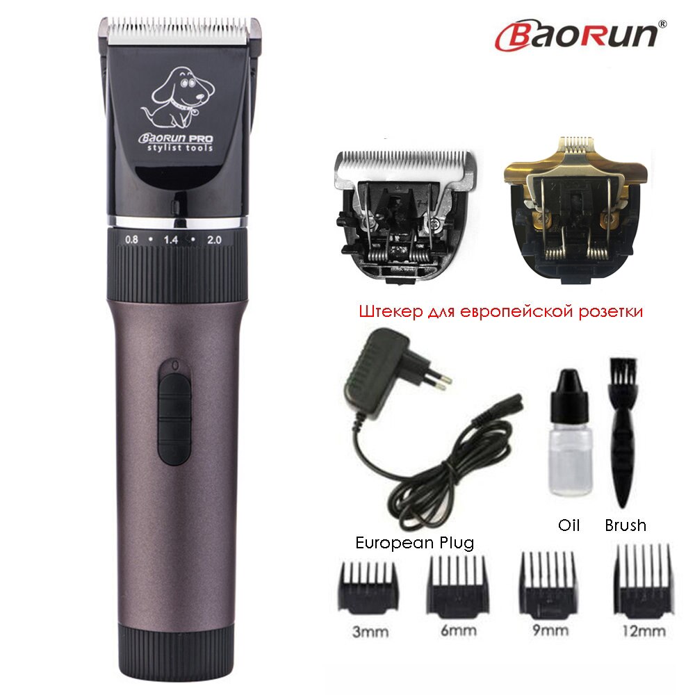 Pet Hair Trimmer Electric Rechargeable Cat Dog Clipper Grooming Cutters Powerful Shaver Machine For Animal 110-240V: Coffee Add A B Blade