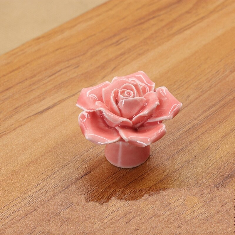 41mm farverige keramiske rosenblomsterskabsknapper dørhåndtag skab skuffe garderobemøbler håndtagsknapper
