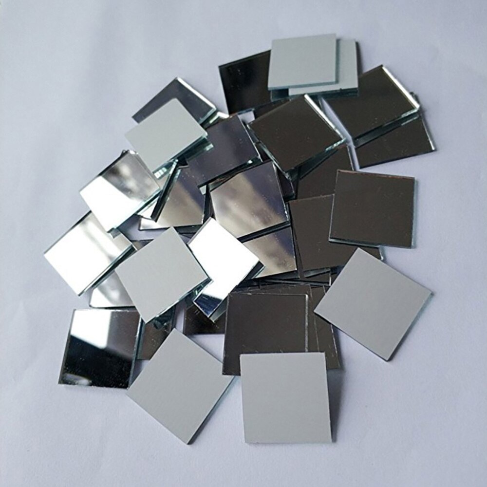 200pcs Small Square Glass Crafts Real Glass Mirror Mosaic Tiles 1x1cm