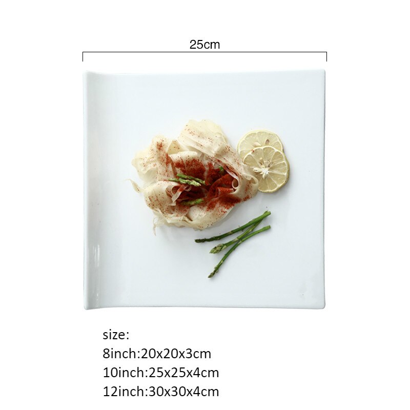 Pure White Ceramic Dinner Plate Dessert Salad Plate Simple and Versatile Ceramic Tableware