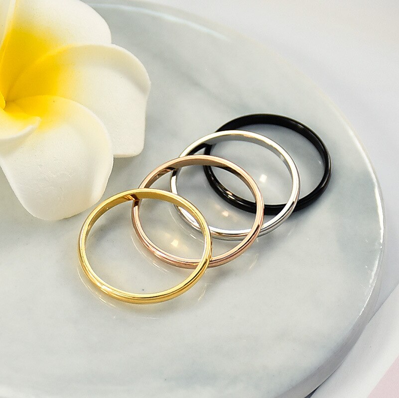 Jeemango Titanium Staal Rose Goud Anti-Allergie Gladde Eenvoudige Engagement Wedding Koppels Ringen Voor Vrouw Meisjes Anneau JR19161