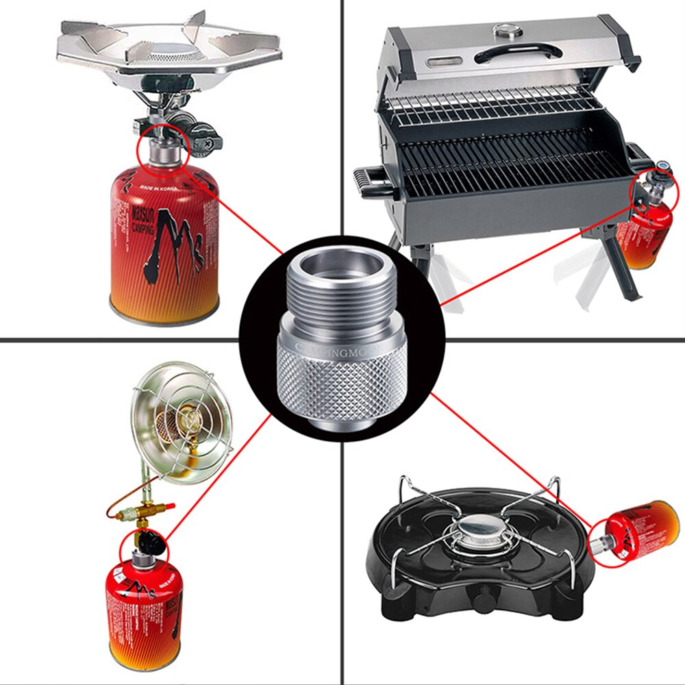 Adaptador de Gas para acampada, adaptador de estufa de Camping, Conector de válvula para exteriores, Conector de conversor de horno de propano