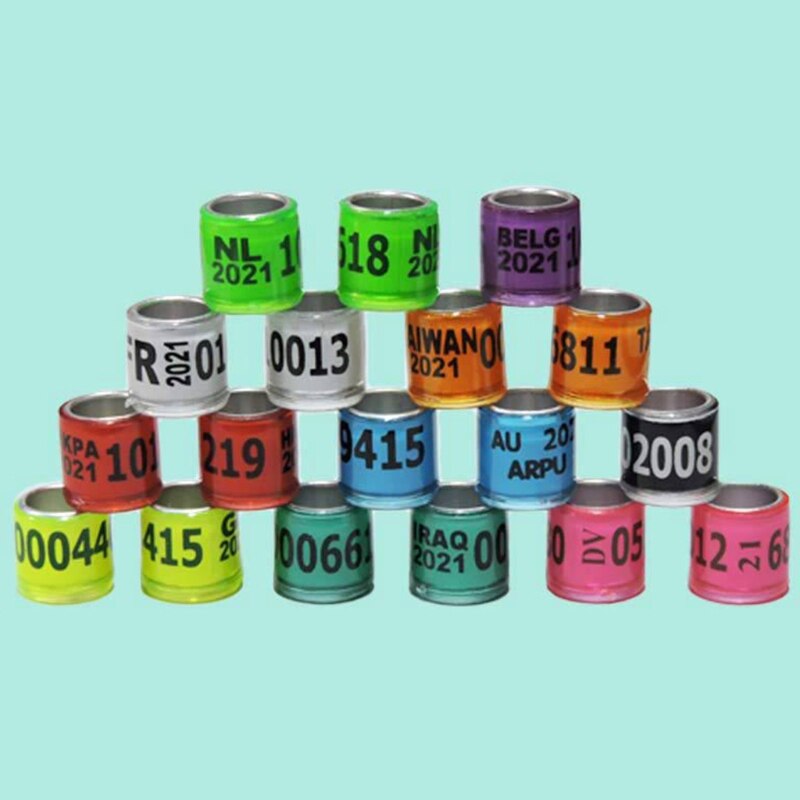 2021 nuovi 50 pezzi di fasce di colomba multicolore anello per piede di uccello specie identificano anelli di addestramento animale domestico