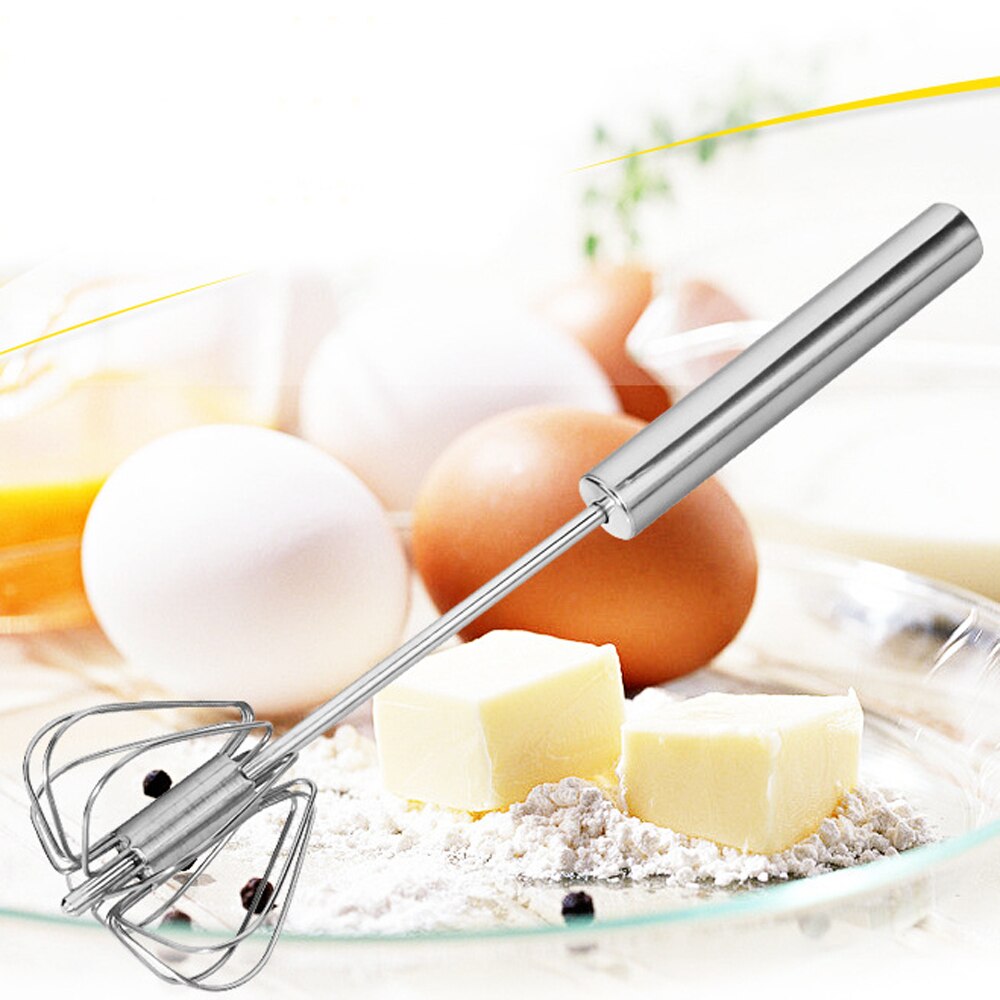 Halbautomatische Rührgerät Ei Schläger Manuelle Selbst Drehen Edelstahl Schneebesen Hand Rührgerät Ei Creme Rühren Küche Werkzeuge